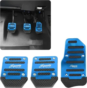 3 PCS Nonslip Car Pedal Pads, Aluminum Auto Manual Transmission Brake Pad Cover, Sports Gas Fuel Petrol Clutch Foot Pedals, Car Replacement Accessories Universal for Car, SUV, ATV (Blue)