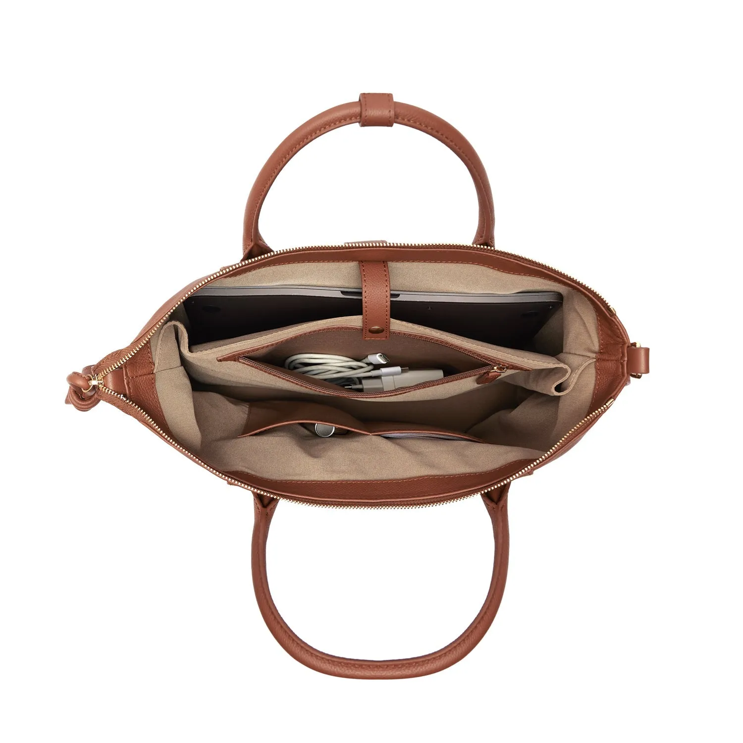 6-in-1 Wimbledon Leather Backpack Tote, Nutshell