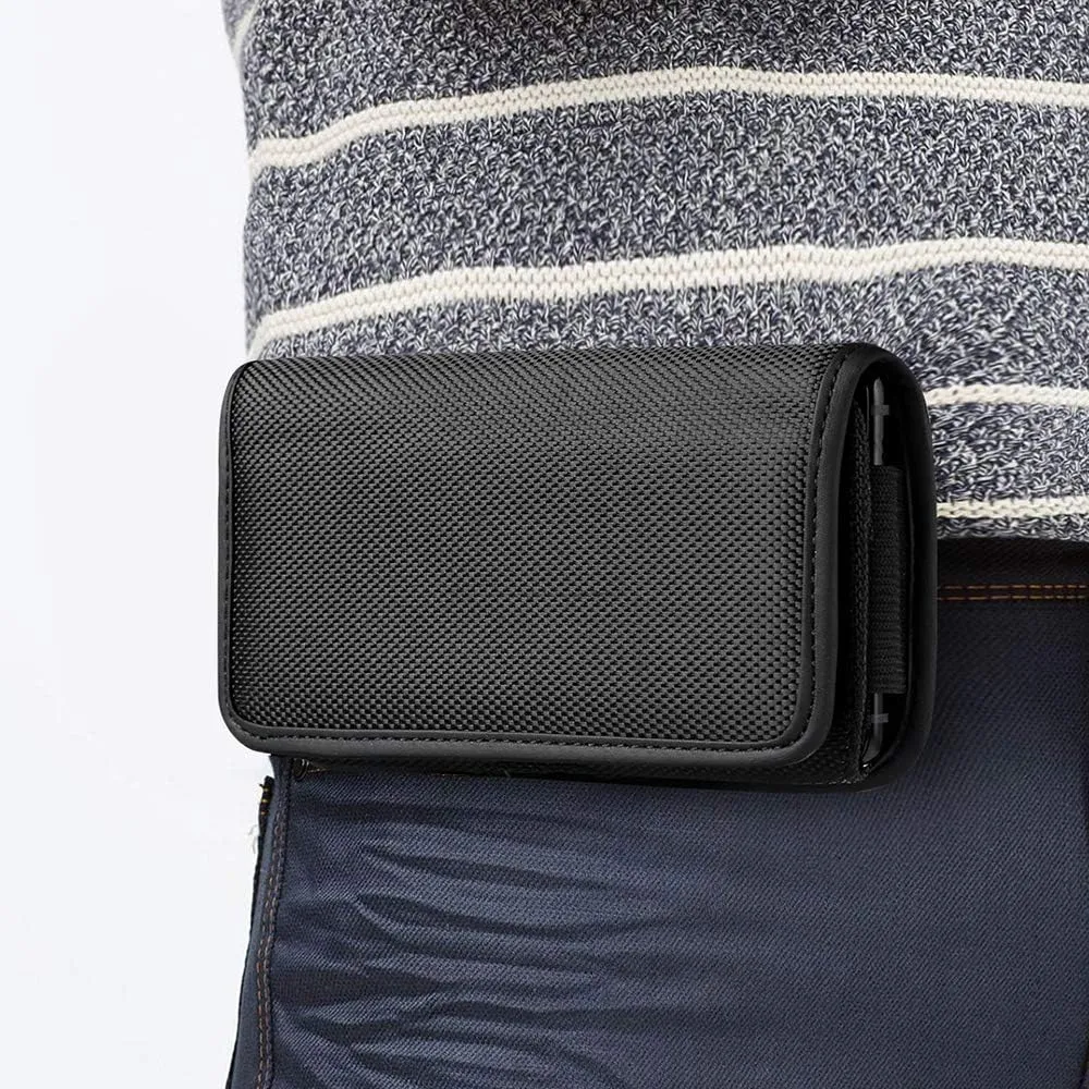 Belt Clip Holster for Crosscall Core-X3 / Trekker-M1 Universal Canvas Phone Holder Pouch Case with Belt Clip Loops