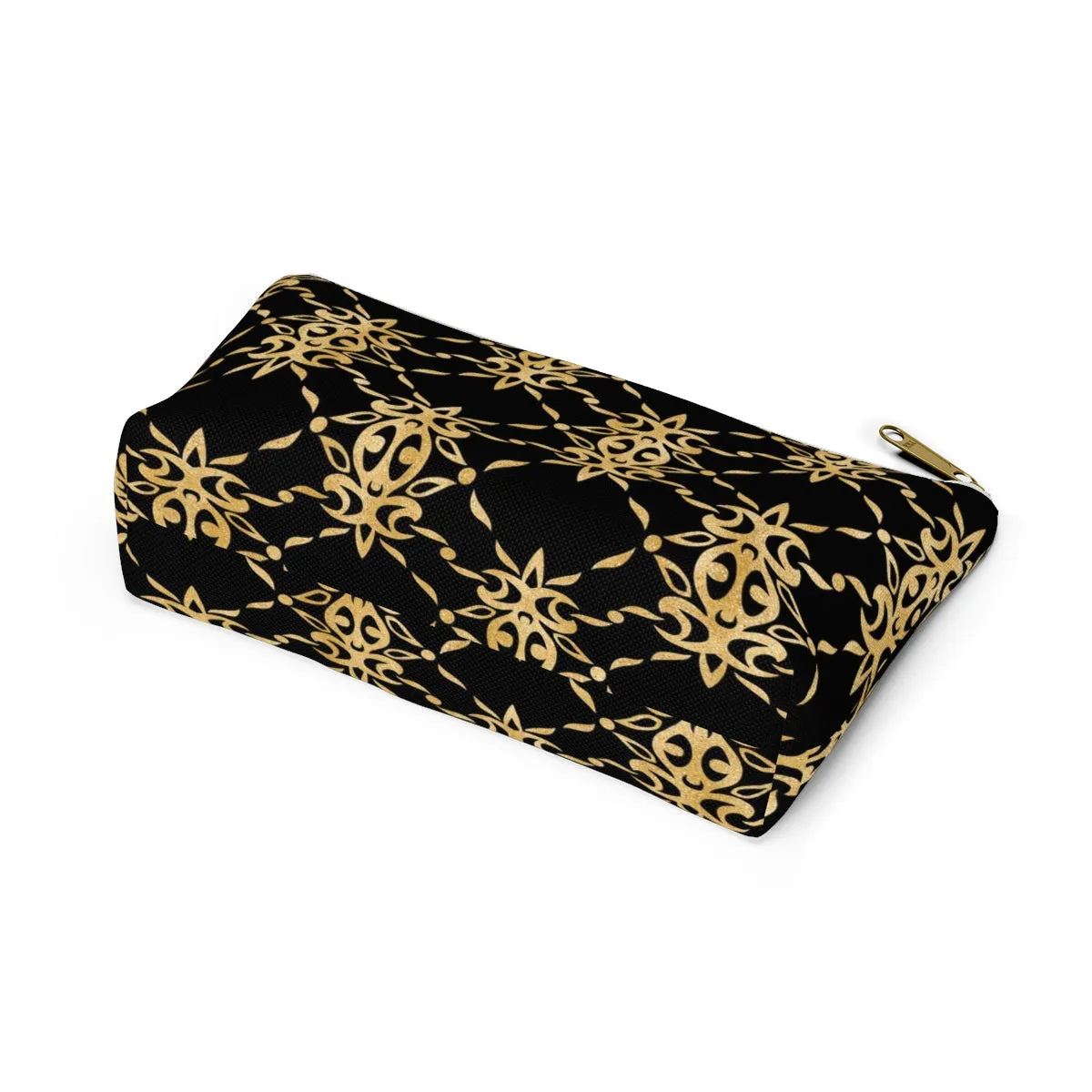 Black and Gold Accessory Pouch w T-bottom