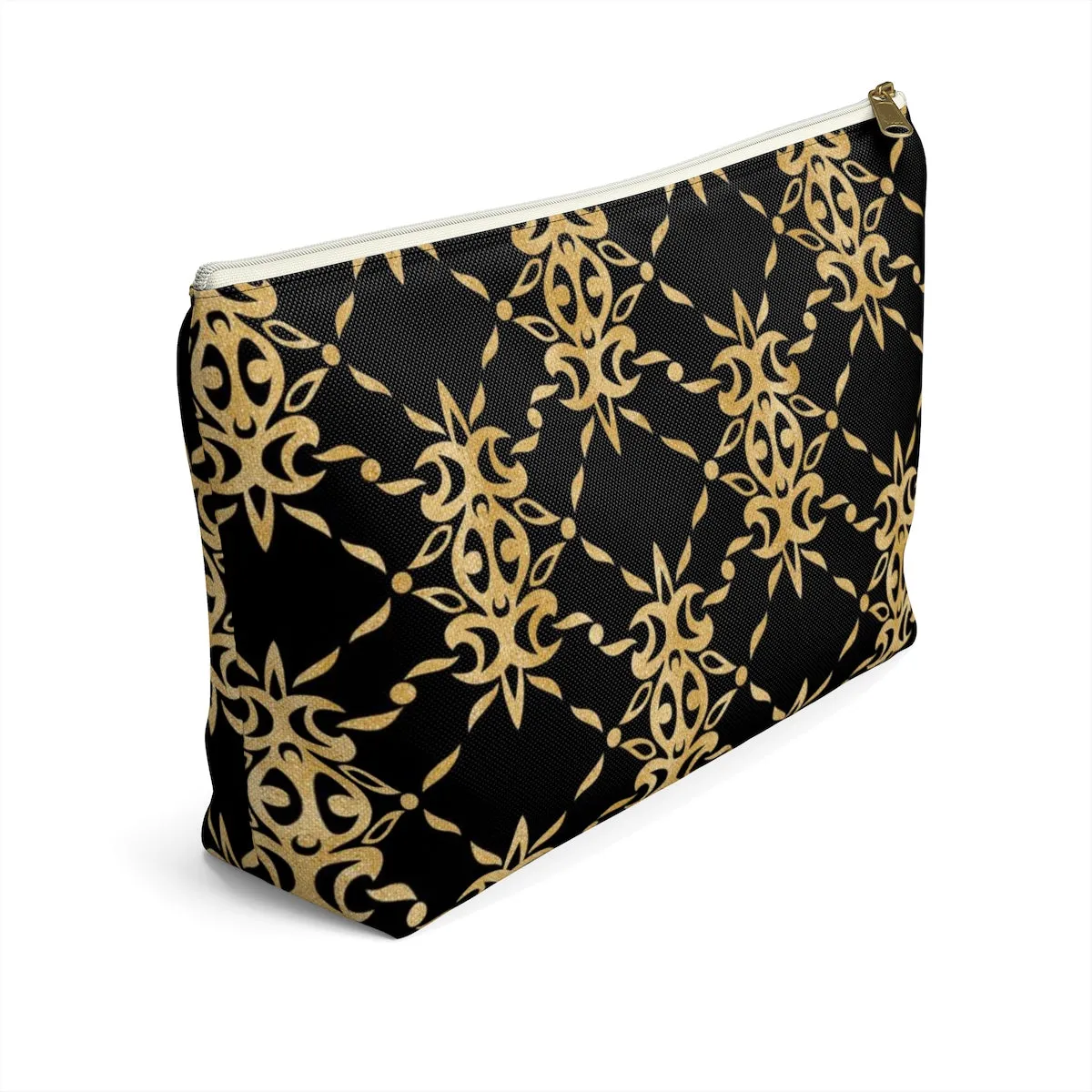 Black and Gold Accessory Pouch w T-bottom