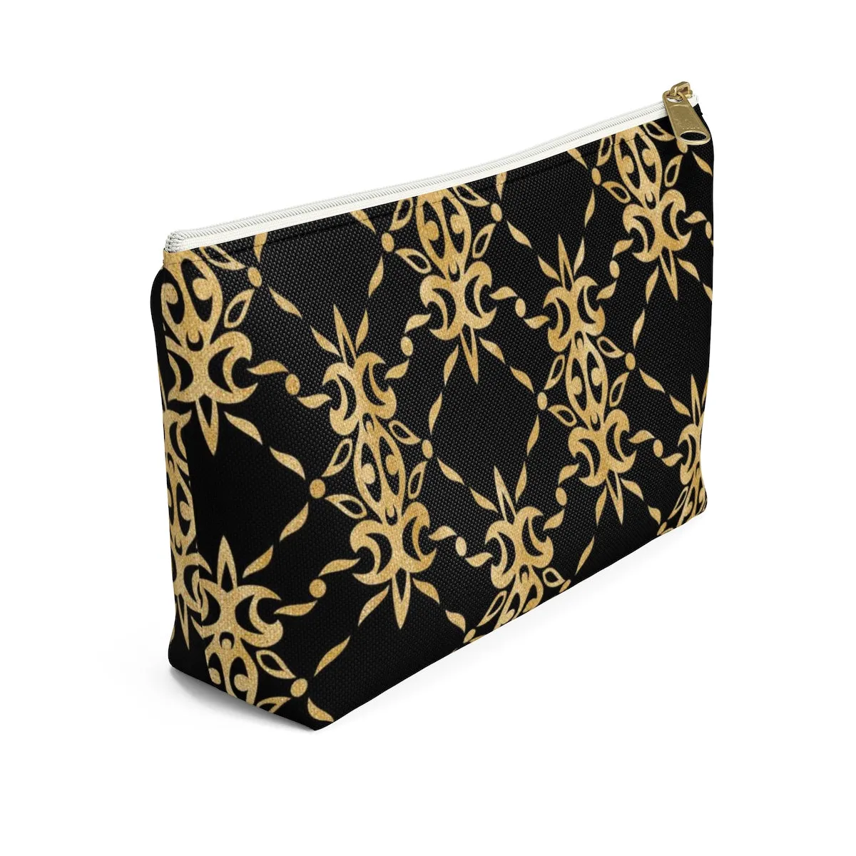 Black and Gold Accessory Pouch w T-bottom