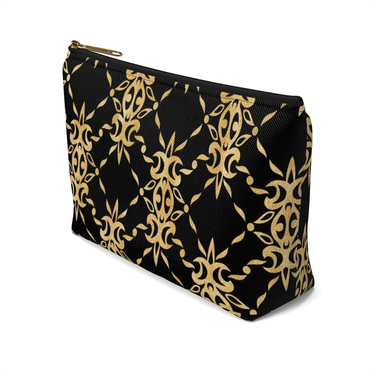 Black and Gold Accessory Pouch w T-bottom