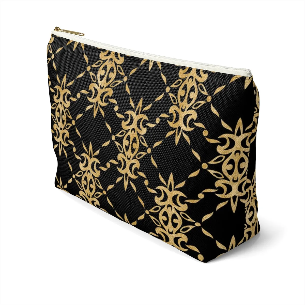 Black and Gold Accessory Pouch w T-bottom