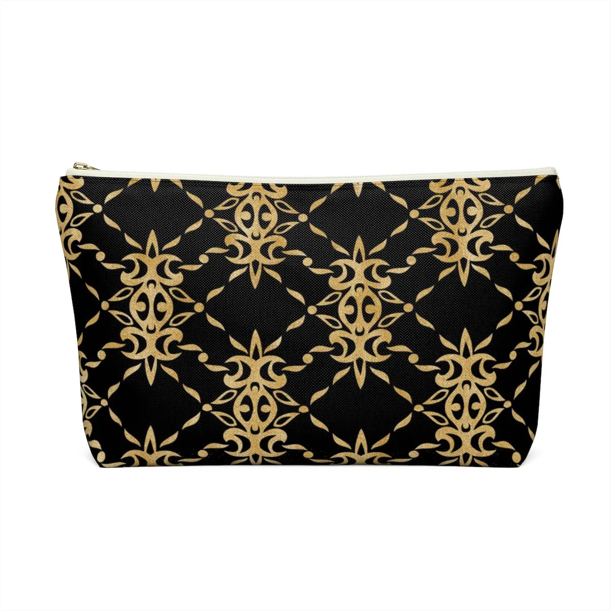 Black and Gold Accessory Pouch w T-bottom
