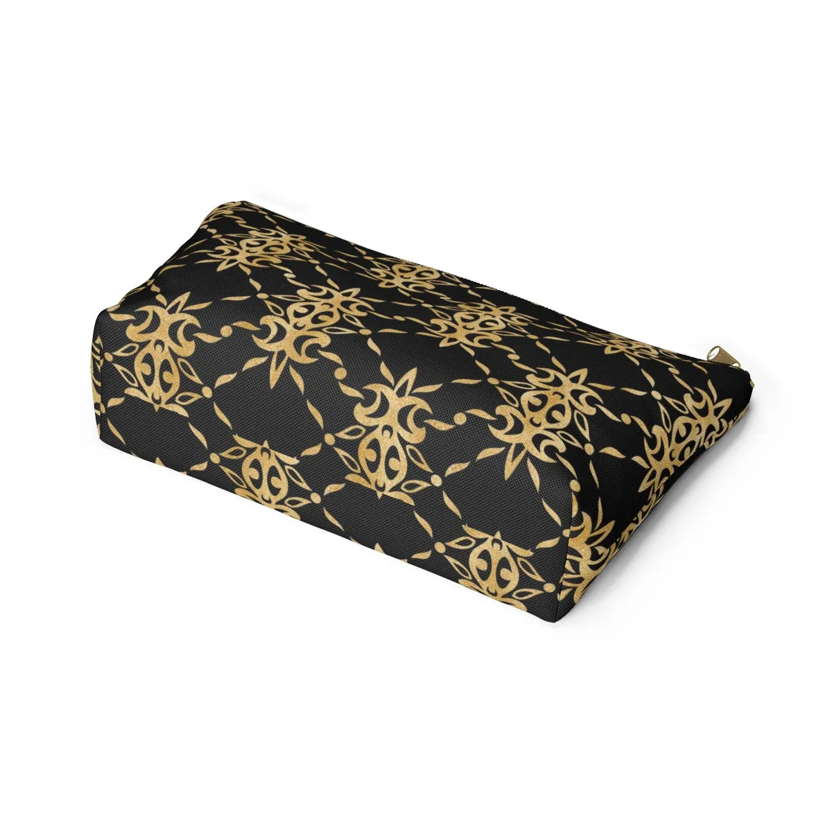 Black and Gold Accessory Pouch w T-bottom