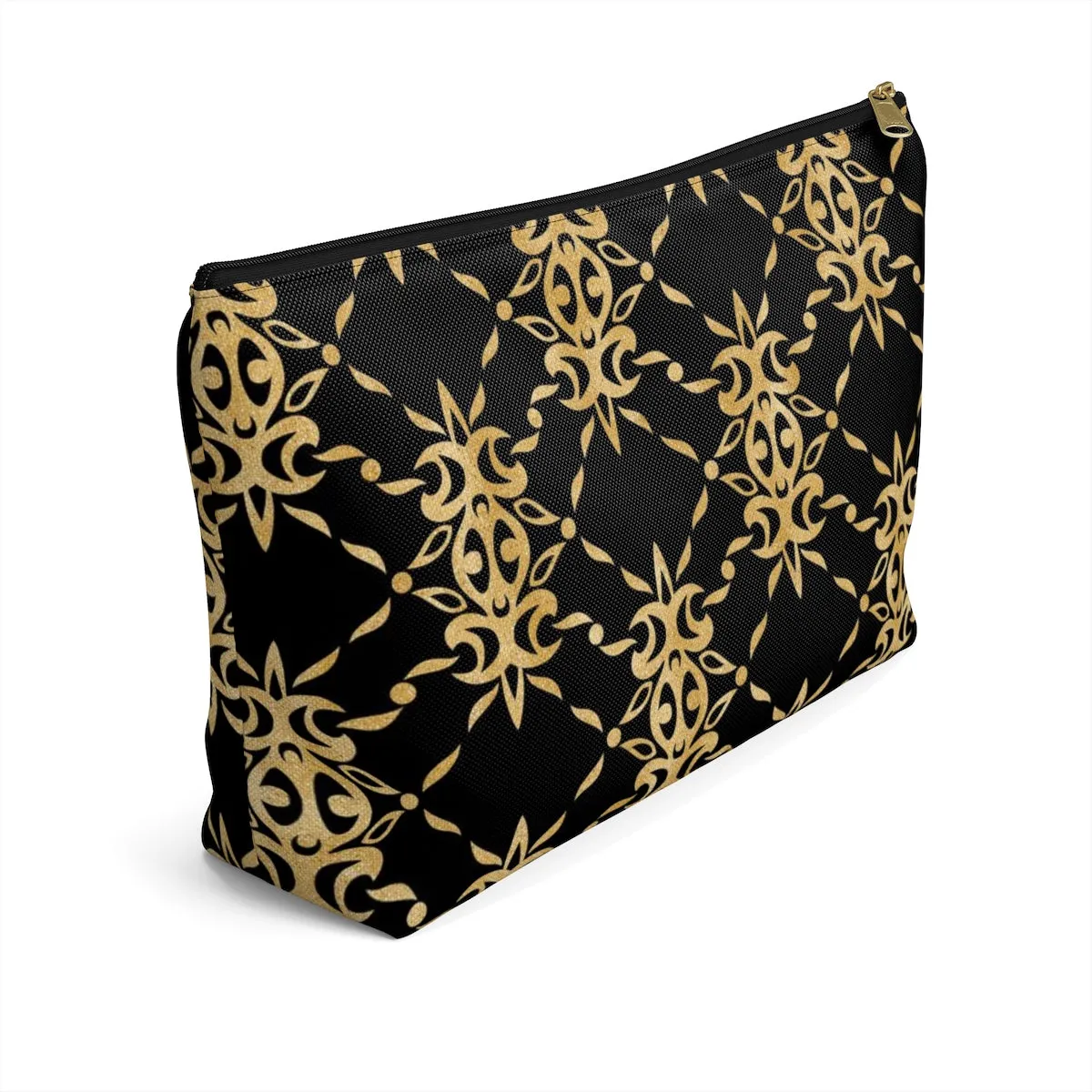 Black and Gold Accessory Pouch w T-bottom