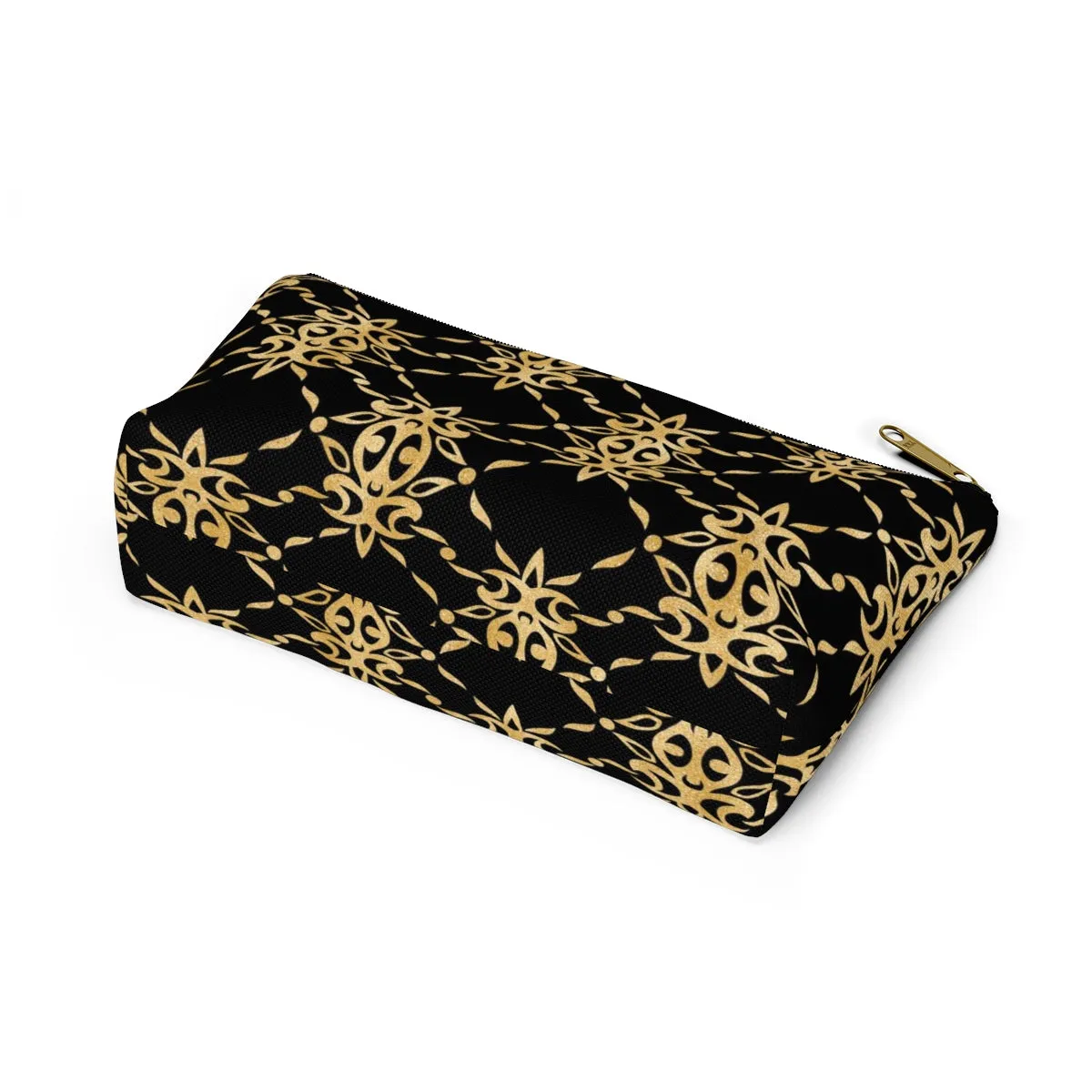 Black and Gold Accessory Pouch w T-bottom