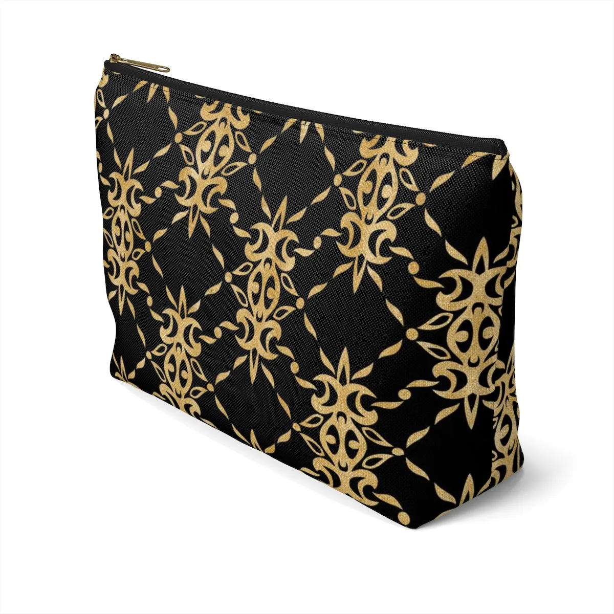 Black and Gold Accessory Pouch w T-bottom