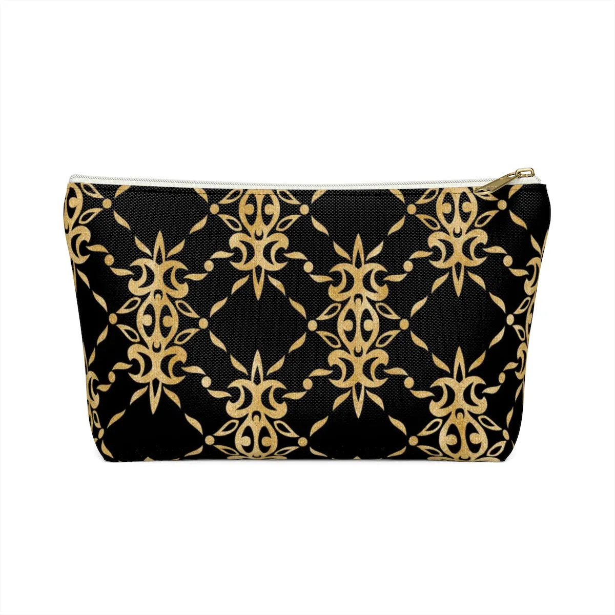 Black and Gold Accessory Pouch w T-bottom