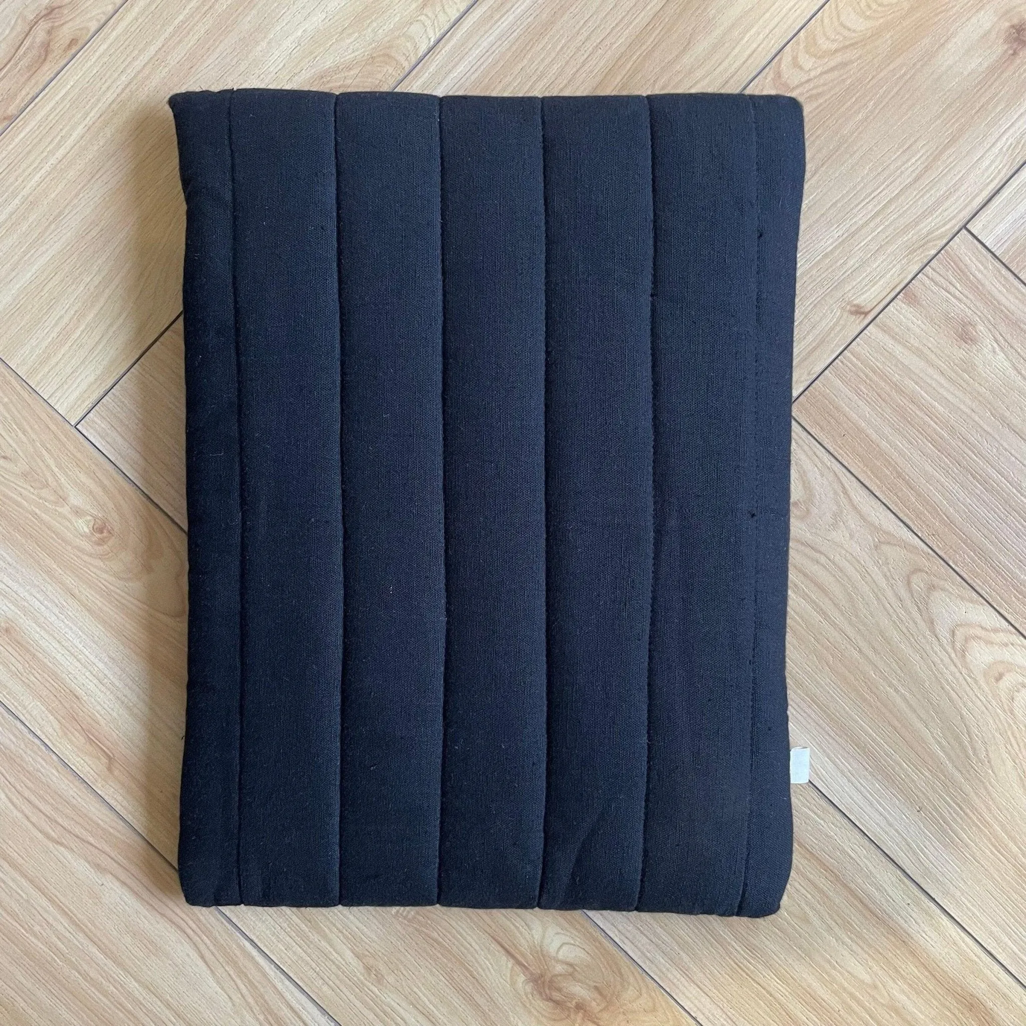 Black Cotton Flax Quilted Laptop Sleeve