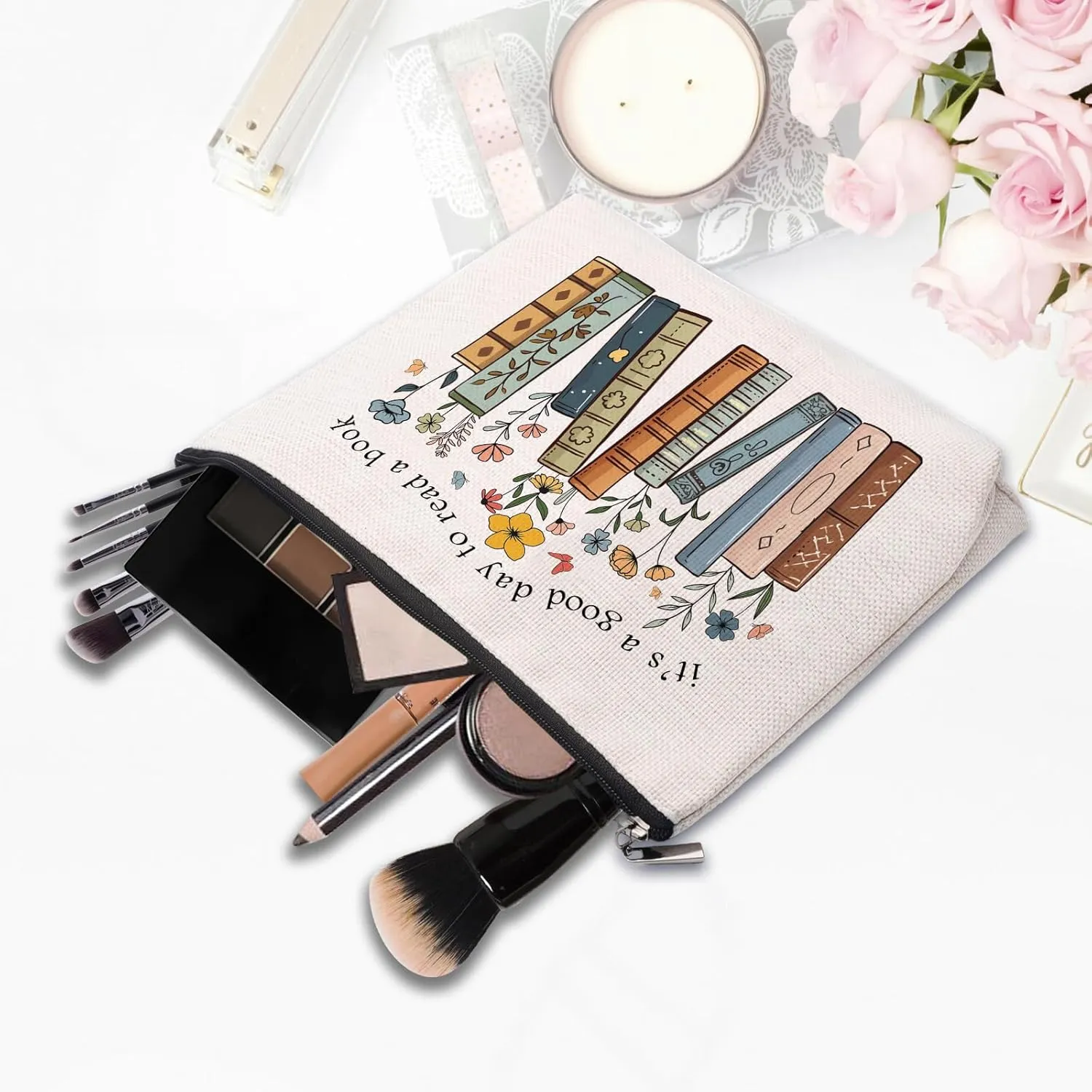 Book Lovers Gifts Makeup Bag, Bookish Gifts for Book Lovers, Bookworm Women Toiletry Pouch, Birthday Christmas Gift Ideas for Reader Literary Librarians Teacher
