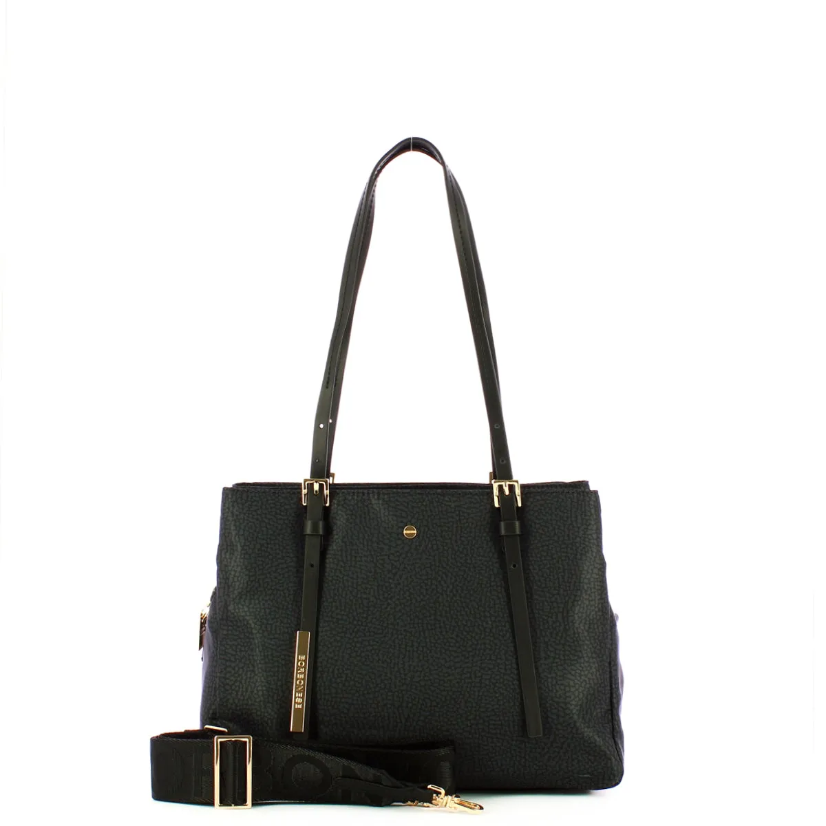 Borbonese - Medium Dark Black Tote - 933777AH1 - DARK/BLACK