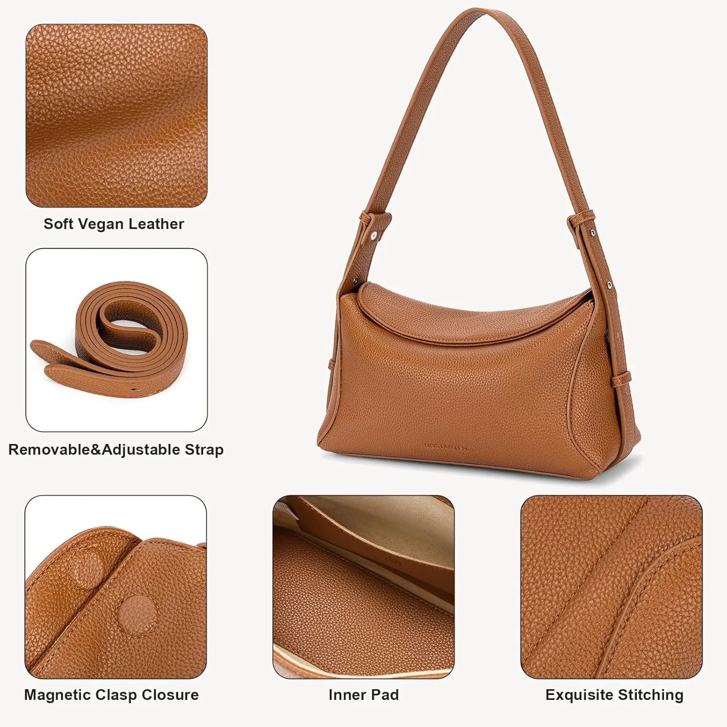 BOSTANTEN Small Purses for Women Trendy Shoulder Bag Vegan Leather Designer Hobo Handbags
