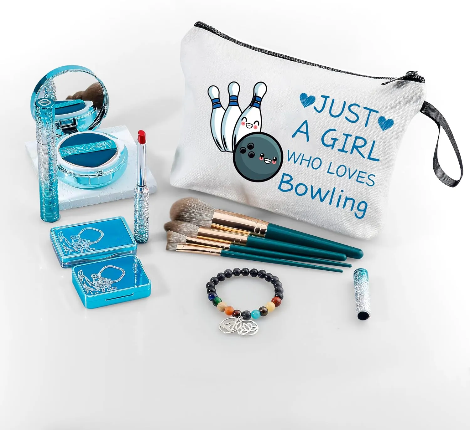 Bowling Accessories,Bowling Party Favors,Birthday Gift for Women,Bowling Cosmetic Makeup Bag,Woman Gifts for Birthday,Gifts for Teen Girls,Sister Birthday Gifts