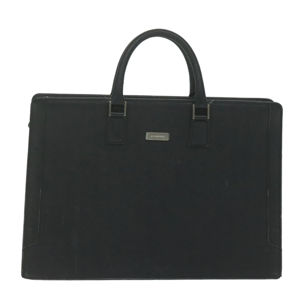 Burberry Briefcase Leather Black Auth ep2580