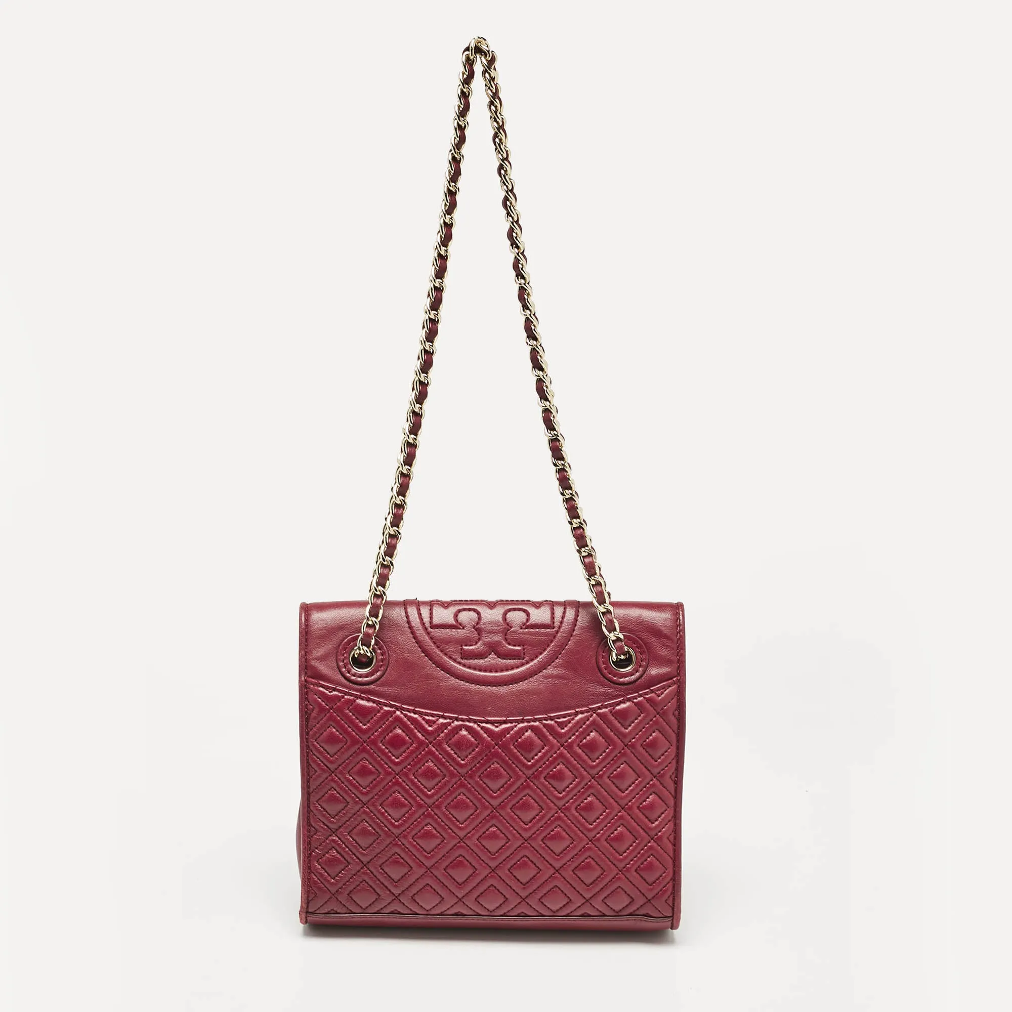 Burgundy Leather Fleming Shoulder Bag