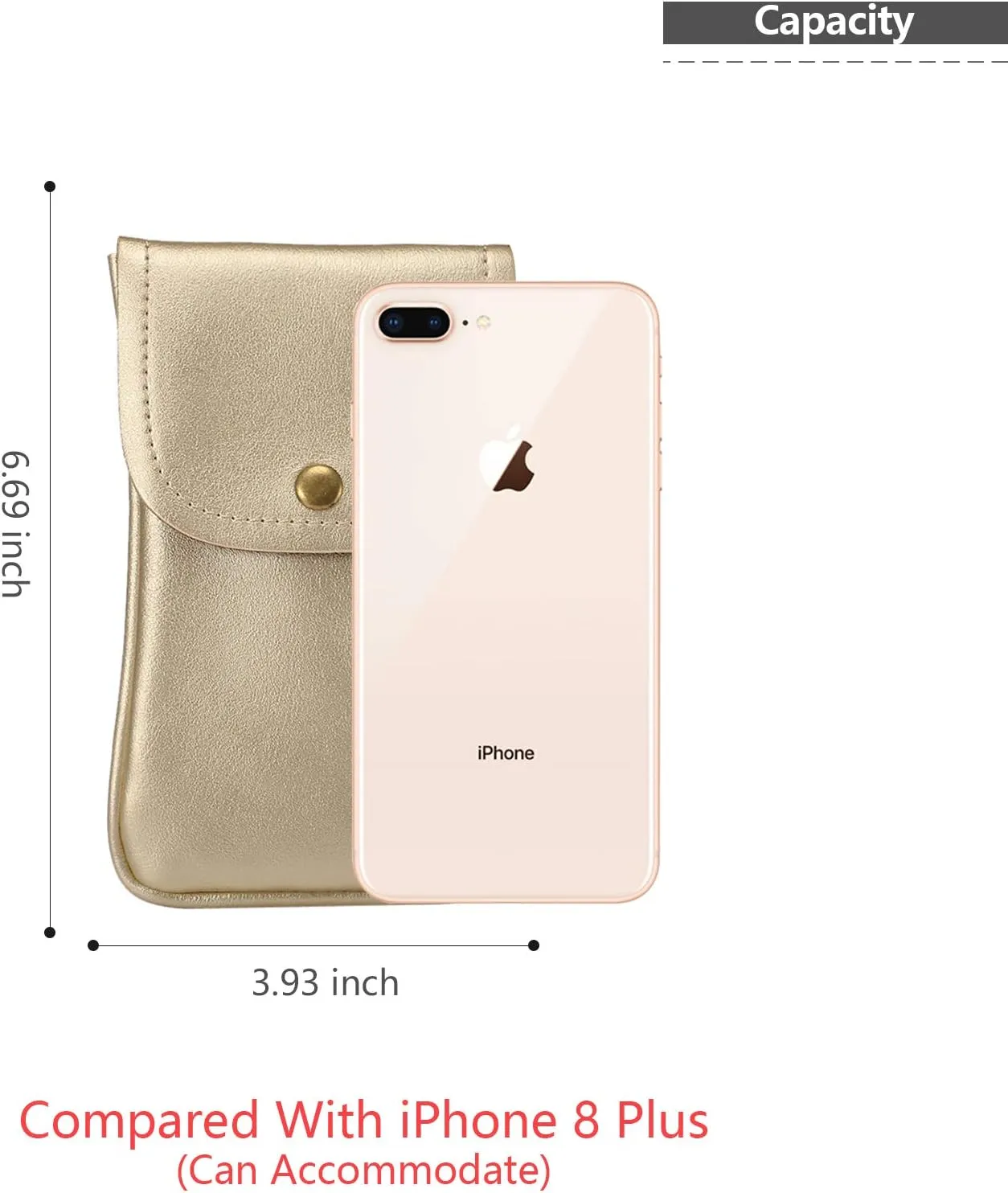 Cell Phone Neck Pouch, PU Leather Carrying Bag with Credit Card Holder Adjustable Strap, Small Travel Purse for iPhone 11 XR XS Max SE 8 7 6 Plus, Galaxy S10 S7 Edge A10 J7, Moto G6 (Gold)