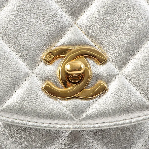 Chanel Around 1992 Made Double Turn-Lock Backpack Silver
