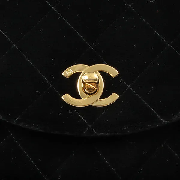Chanel Around 1995 Made Double Turn-Lock Velour Backpack Black