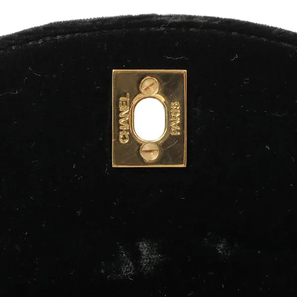 Chanel Around 1995 Made Double Turn-Lock Velour Backpack Black