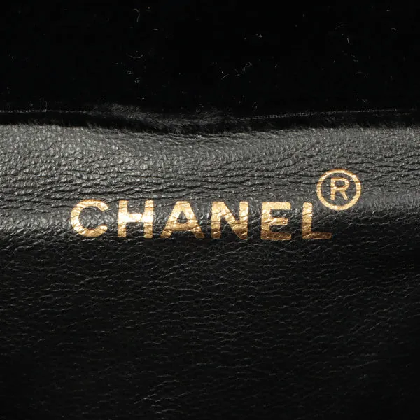 Chanel Around 1995 Made Double Turn-Lock Velour Backpack Black