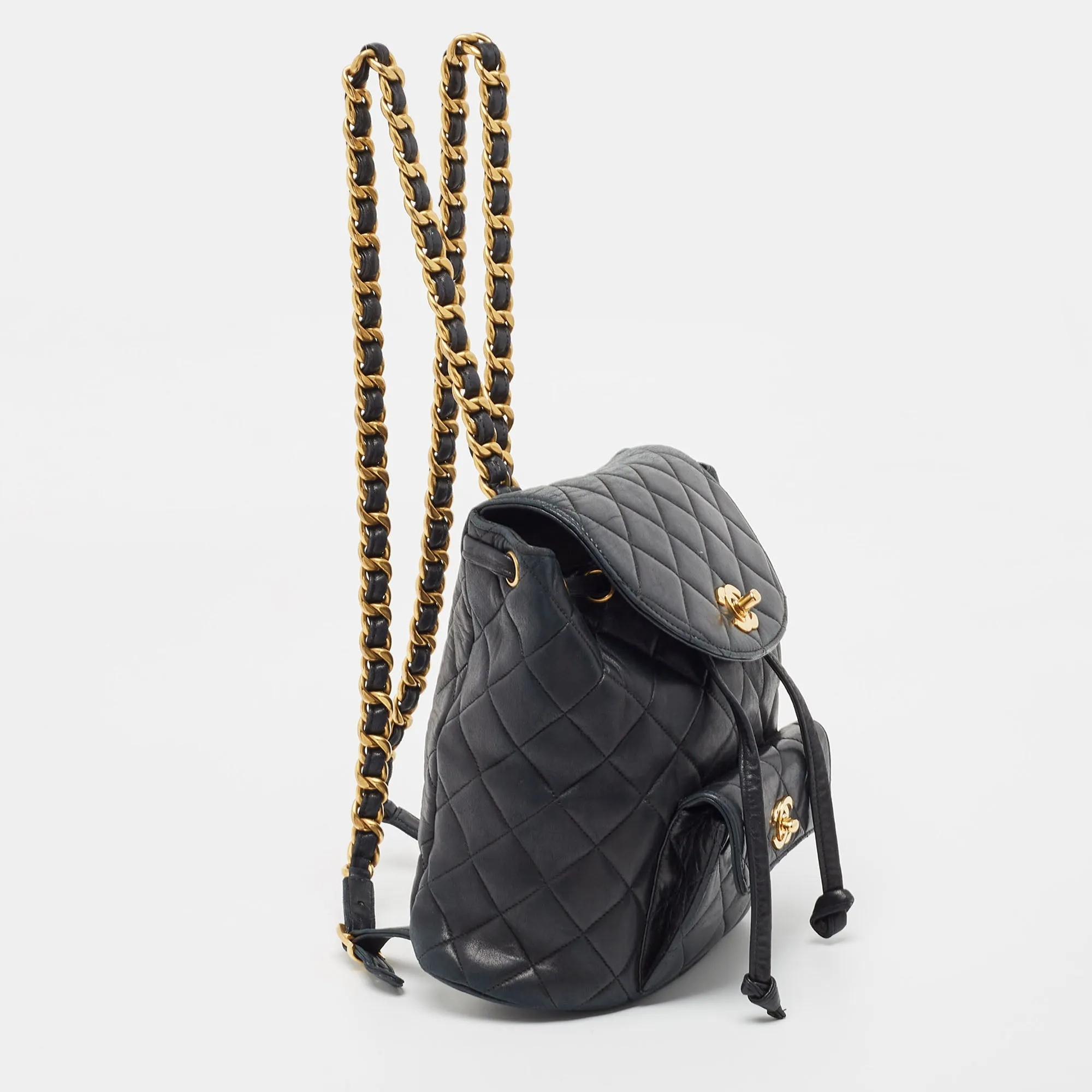 CHANEL Black Quilted Leather Vintage Duma Backpack
