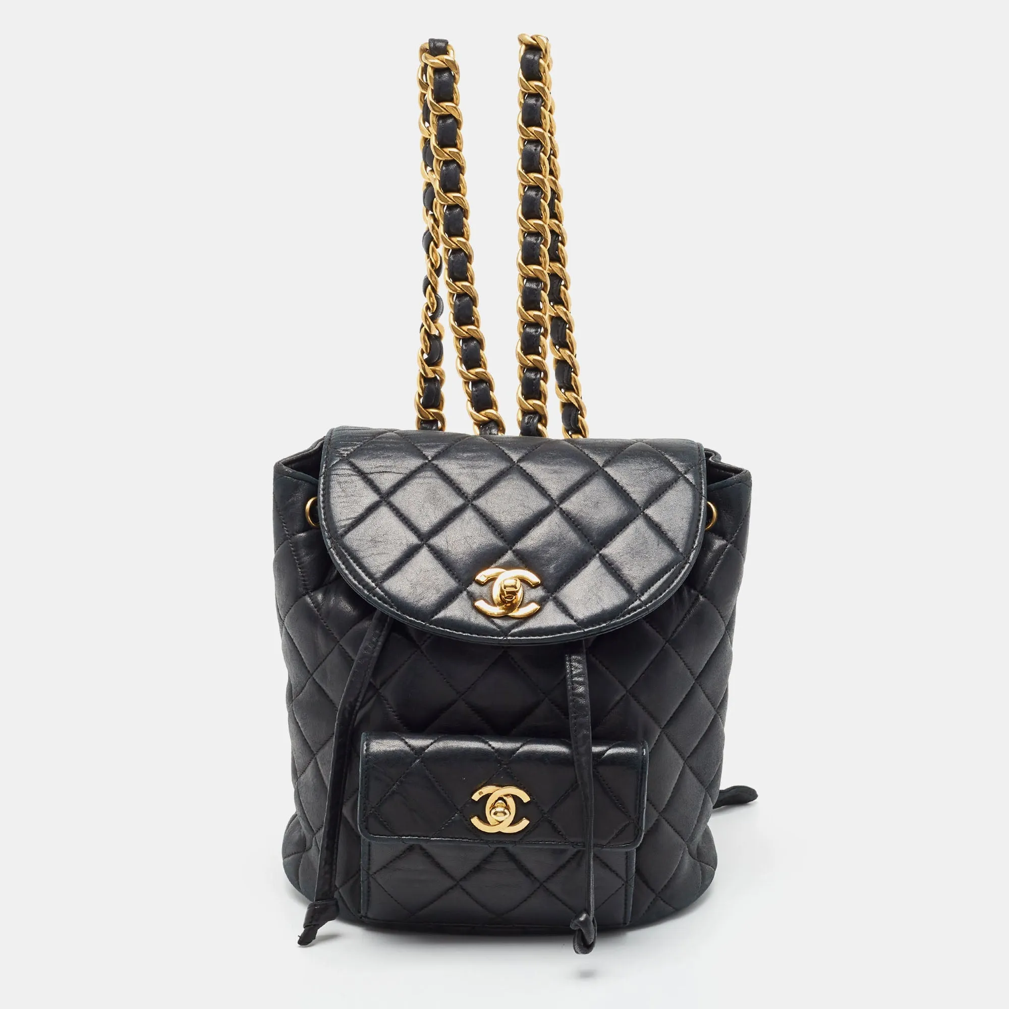 CHANEL Black Quilted Leather Vintage Duma Backpack