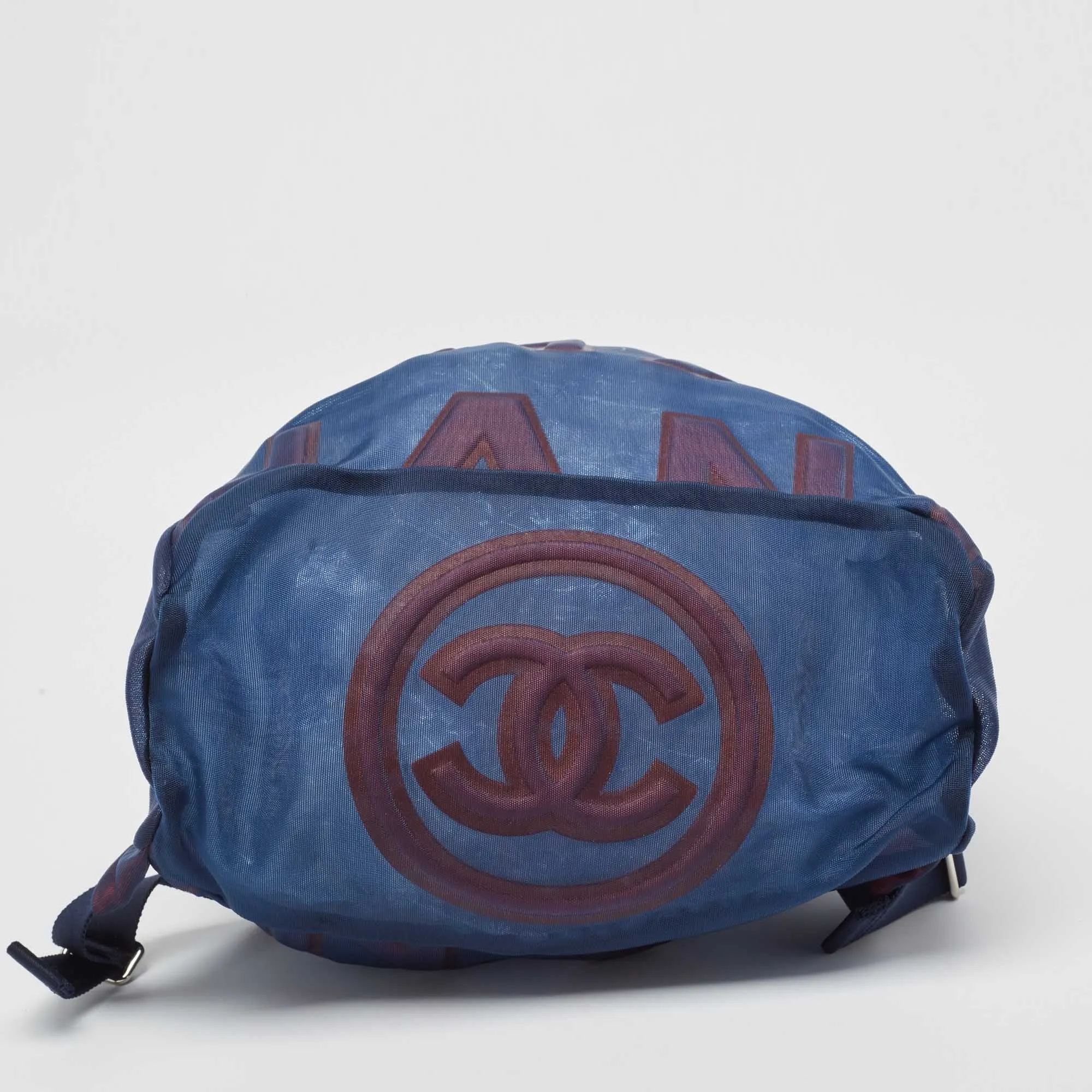 CHANEL Blue/Pink Mesh Logo Backpack