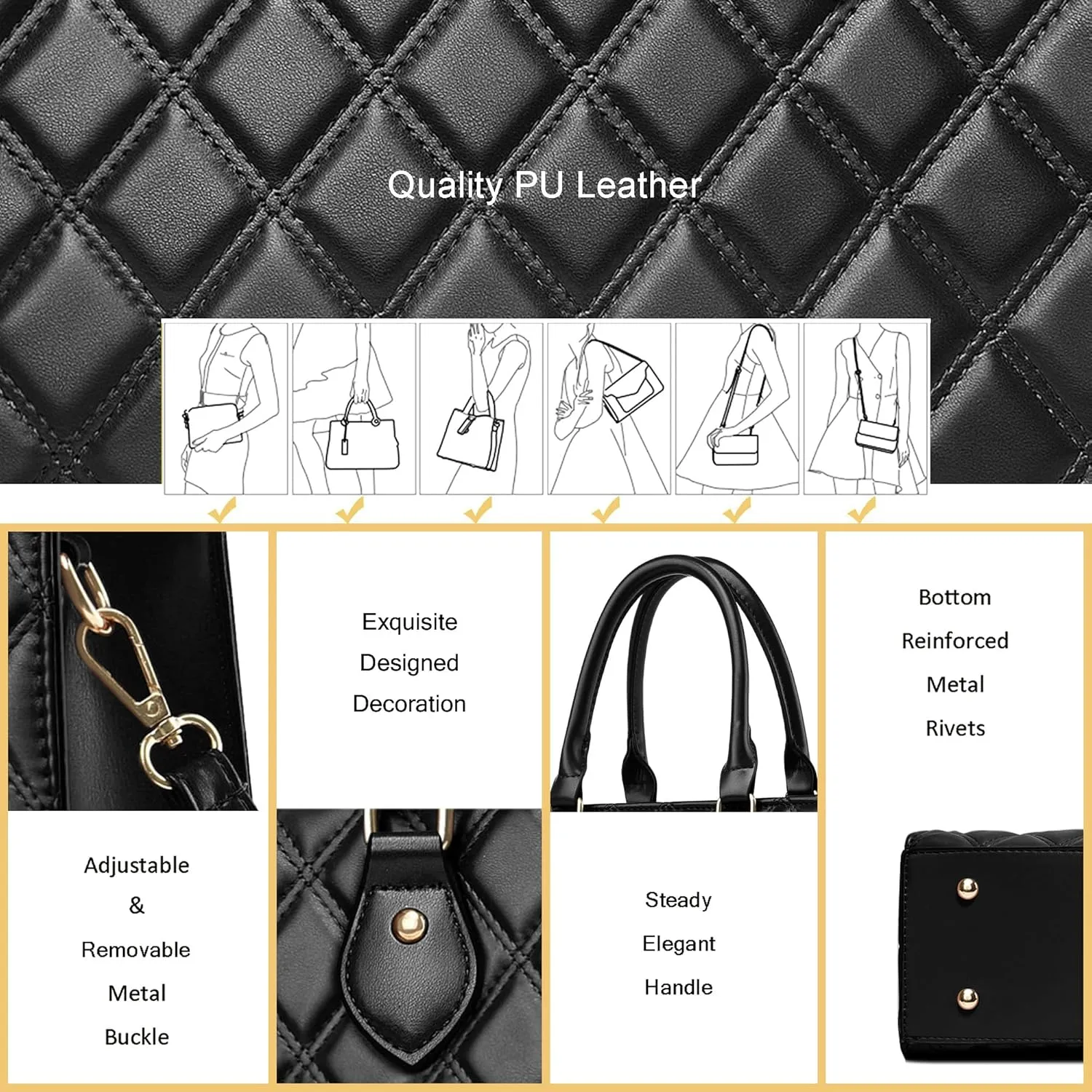 CHICAROUSAL Crossbody Purses and Handbags for Women PU Leather Tote Top Handle Satchel Shoulder Bags