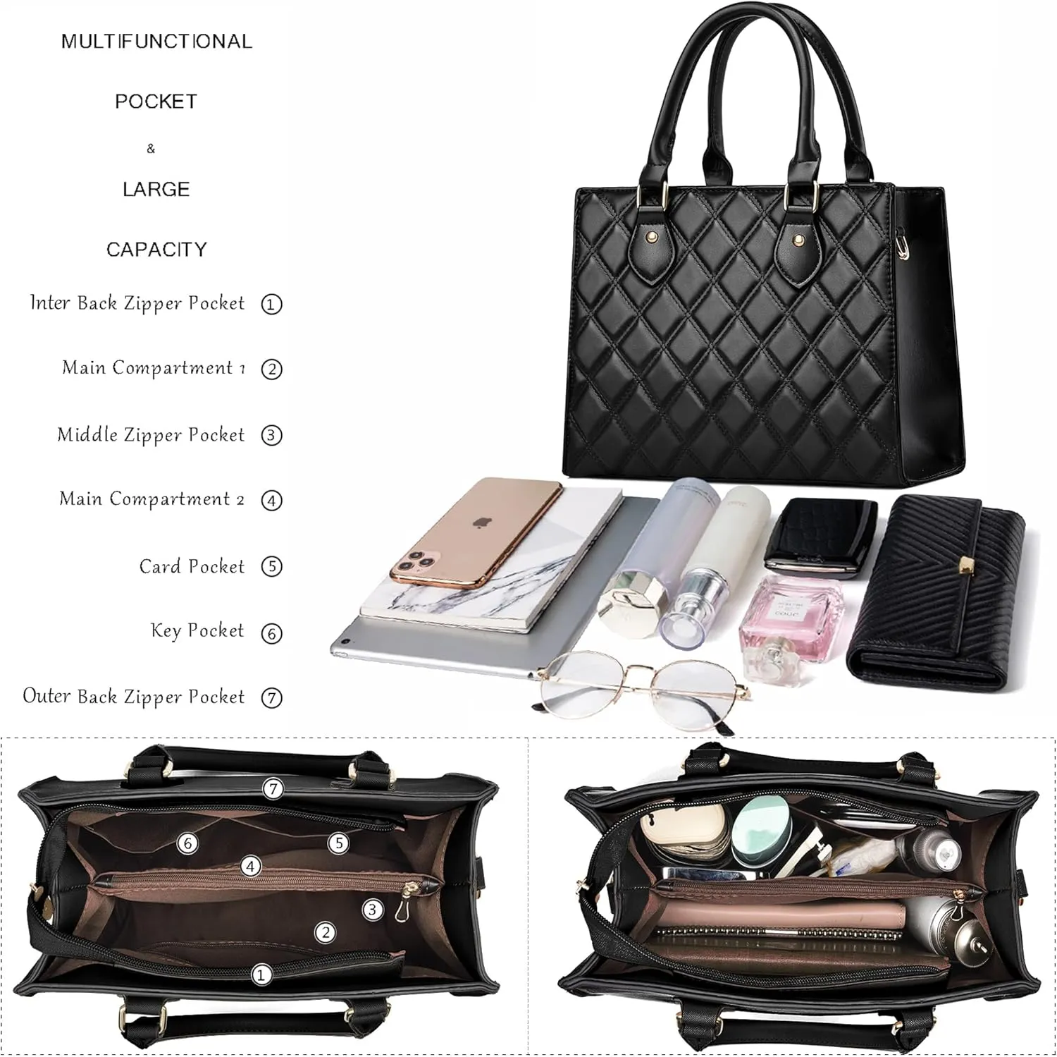 CHICAROUSAL Crossbody Purses and Handbags for Women PU Leather Tote Top Handle Satchel Shoulder Bags