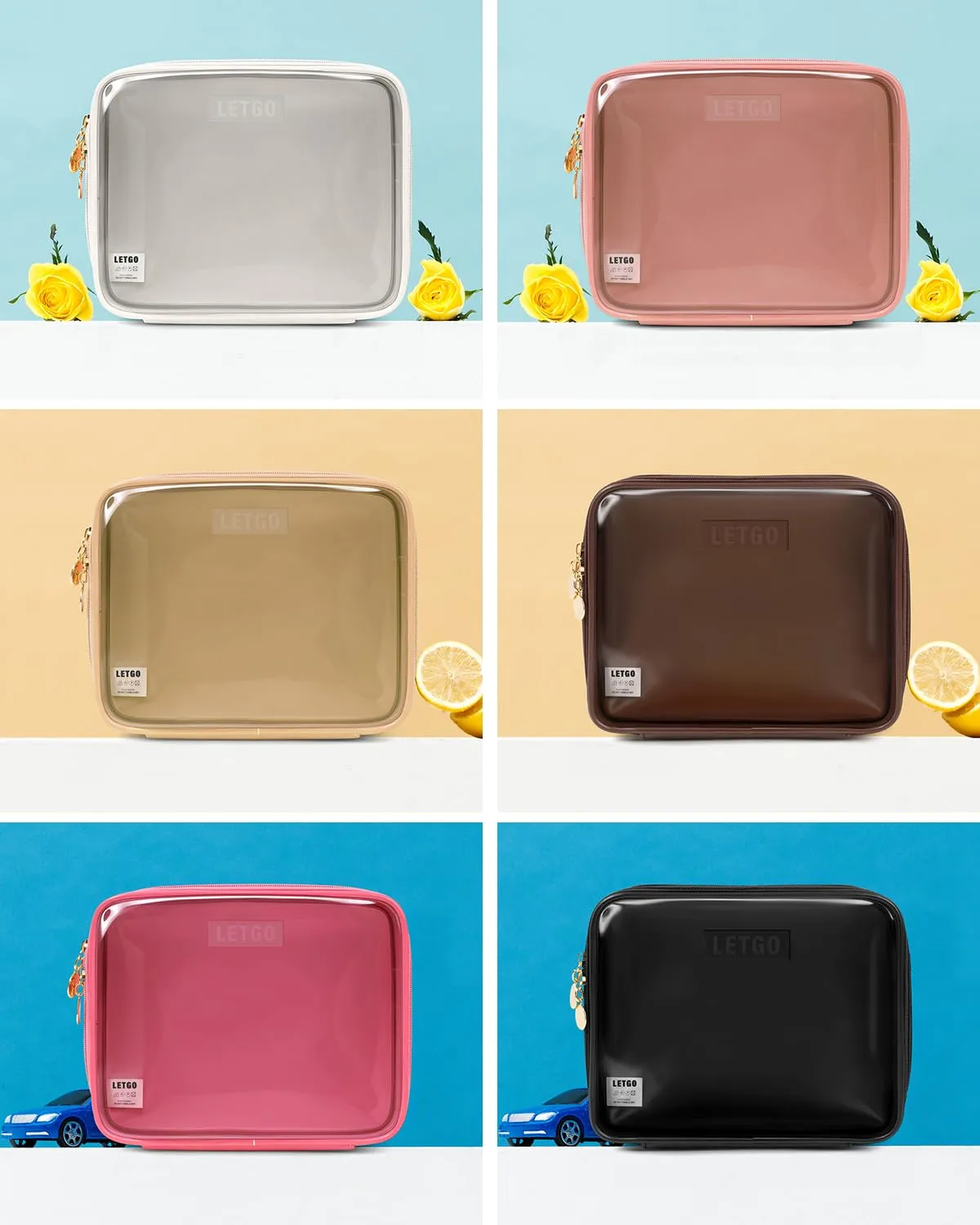 Clear Makeup Bags Large - TSA Approved Clear Toiletry Bag,Travel Size Toiletries Clear Cosmetic Bags Travel Accessories Purse Essentials Pink Car Accessories for Women Men (Large Pink)