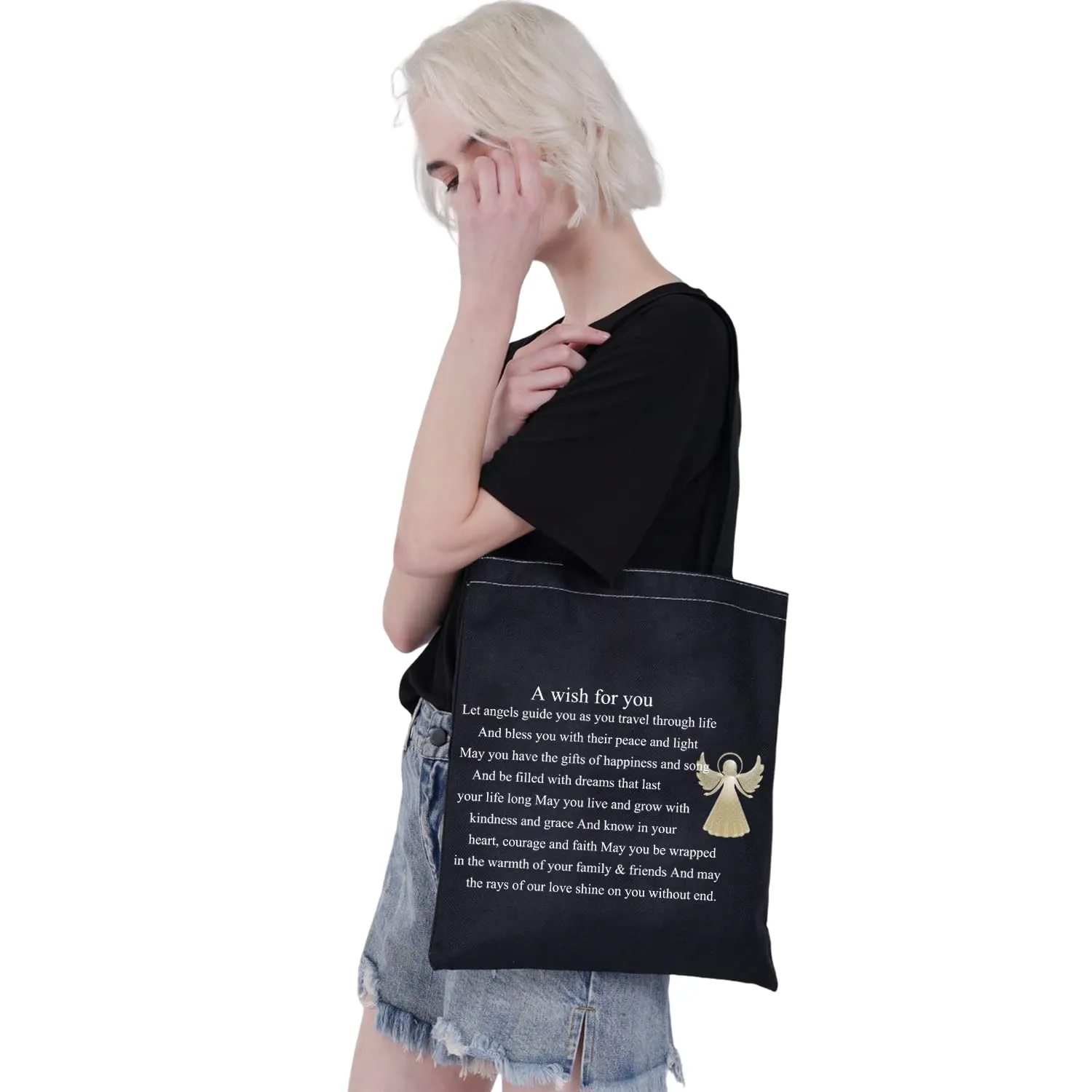CMNIM 11 11 Make a Wish Gifts Makeup Bag Angel Gifts for Women Friendship Dandelion Gift 11 11 Angel Number Cosmetic Travel Bag (11 11 Make a Wish tote balck)
