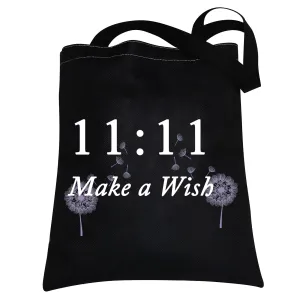 CMNIM 11 11 Make a Wish Gifts Makeup Bag Angel Gifts for Women Friendship Dandelion Gift 11 11 Angel Number Cosmetic Travel Bag (11 11 Make a Wish tote balck)