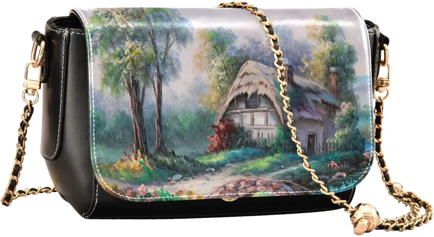 Crossbody Bags for Women Trendy Women's Black Shoulder Bag Small PU Leather Flap Cross Body Bag Handbags