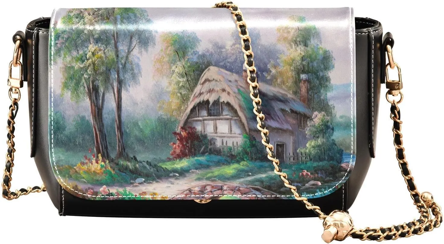 Crossbody Bags for Women Trendy Women's Black Shoulder Bag Small PU Leather Flap Cross Body Bag Handbags
