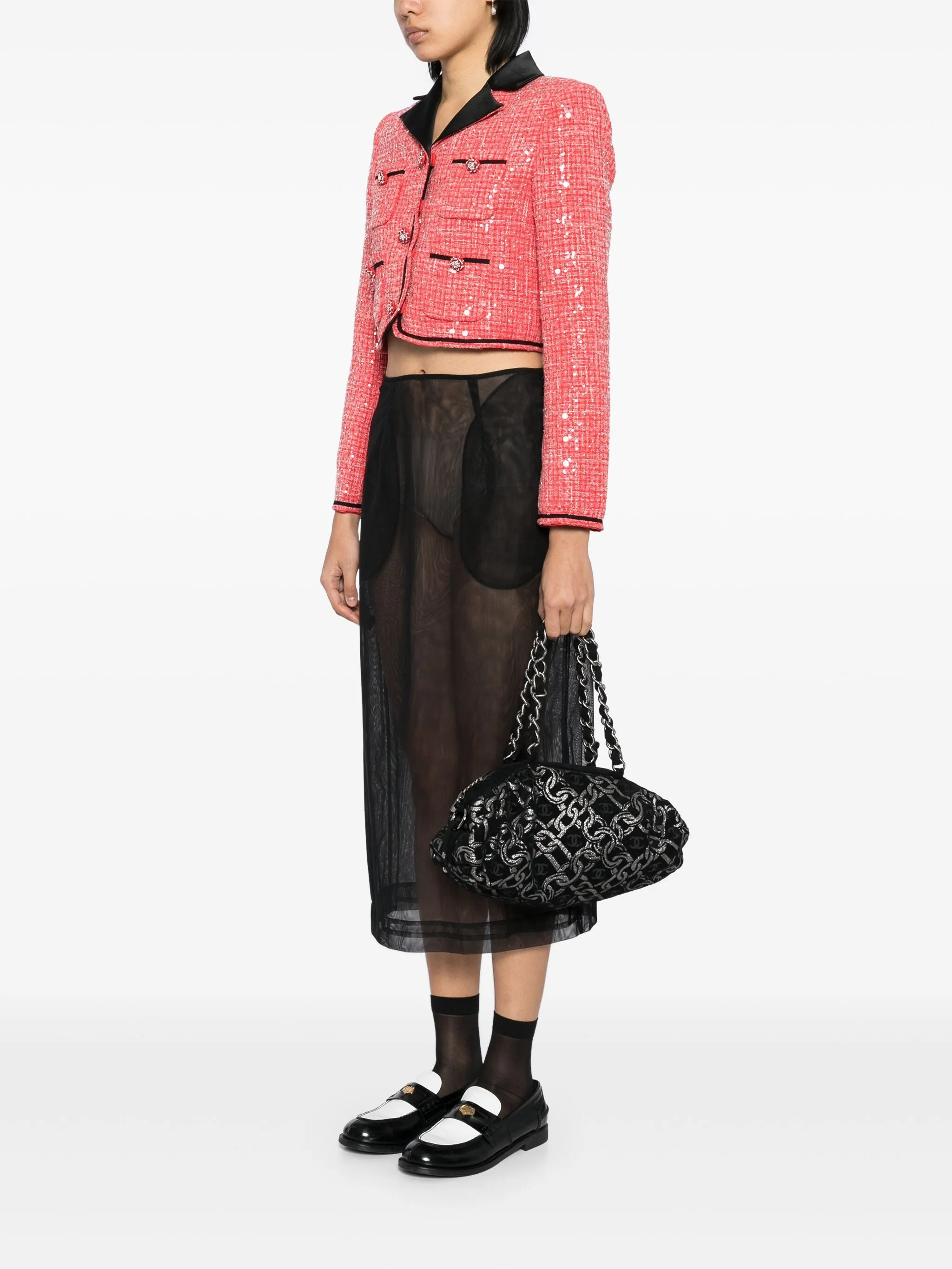 Denim Chain Bowler Bag