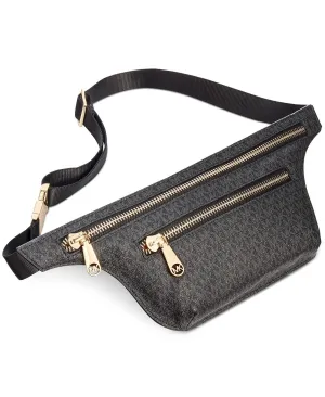 Double Zip Belt Bag with Michael Kors Logo, Black