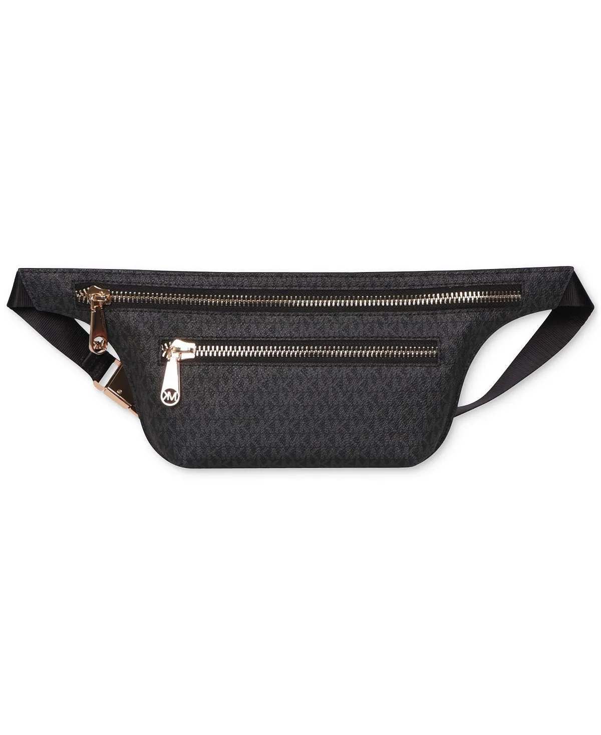 Double Zip Belt Bag with Michael Kors Logo, Black