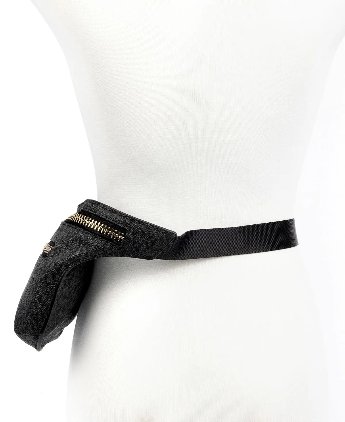 Double Zip Belt Bag with Michael Kors Logo, Black