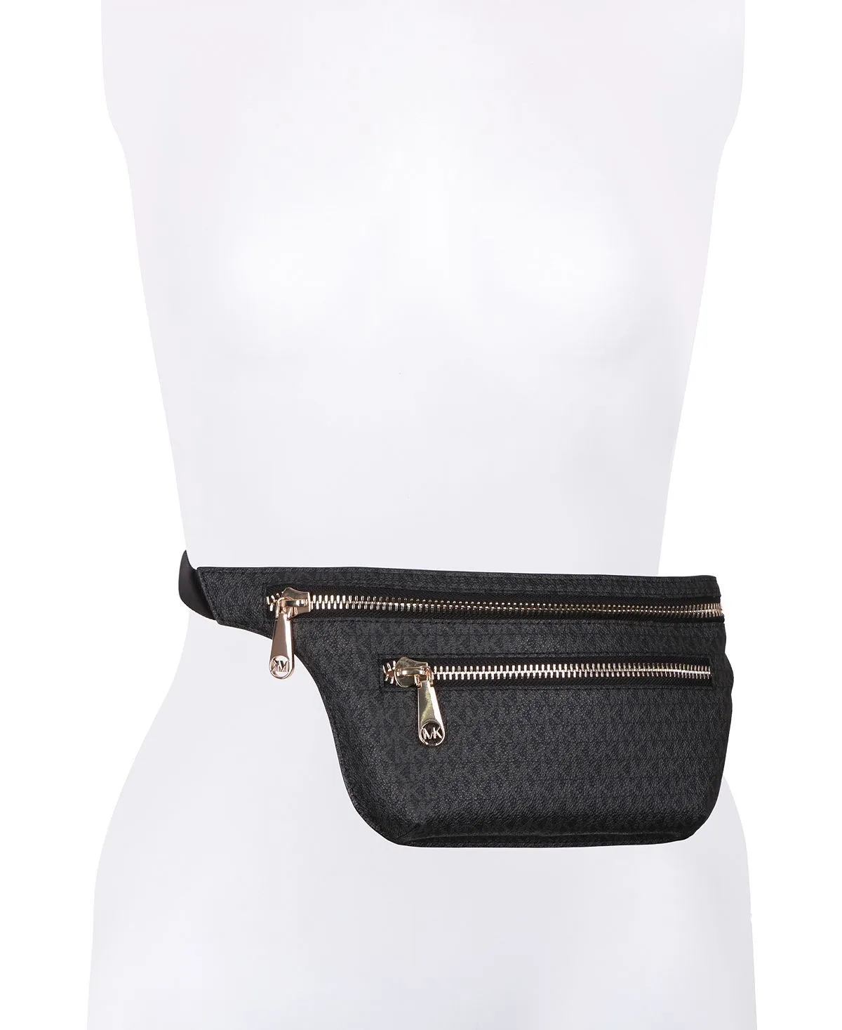 Double Zip Belt Bag with Michael Kors Logo, Black