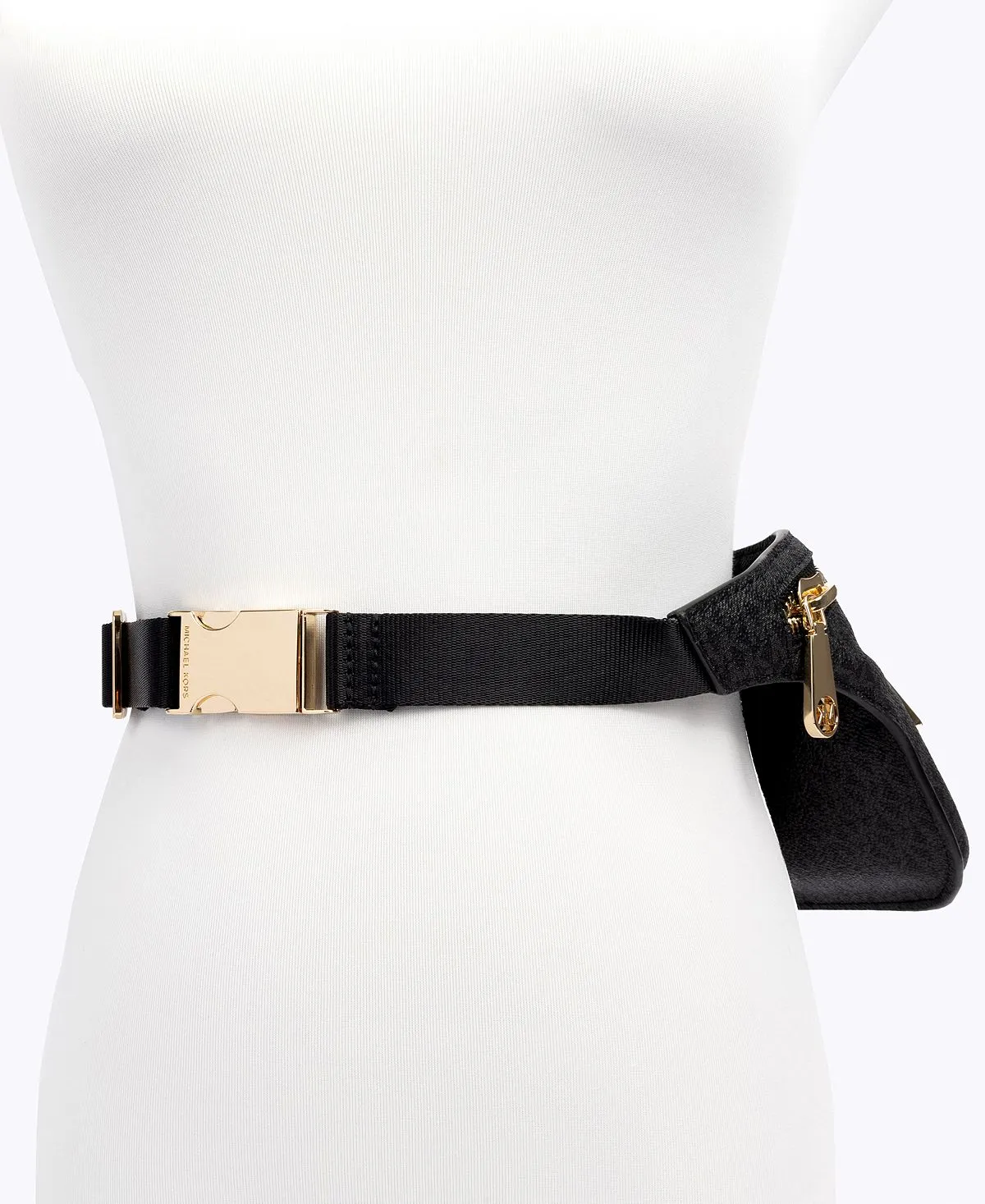 Double Zip Belt Bag with Michael Kors Logo, Black
