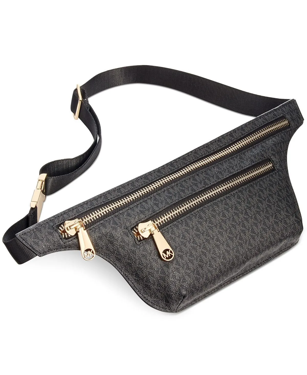 Double Zip Belt Bag with Michael Kors Logo, Black