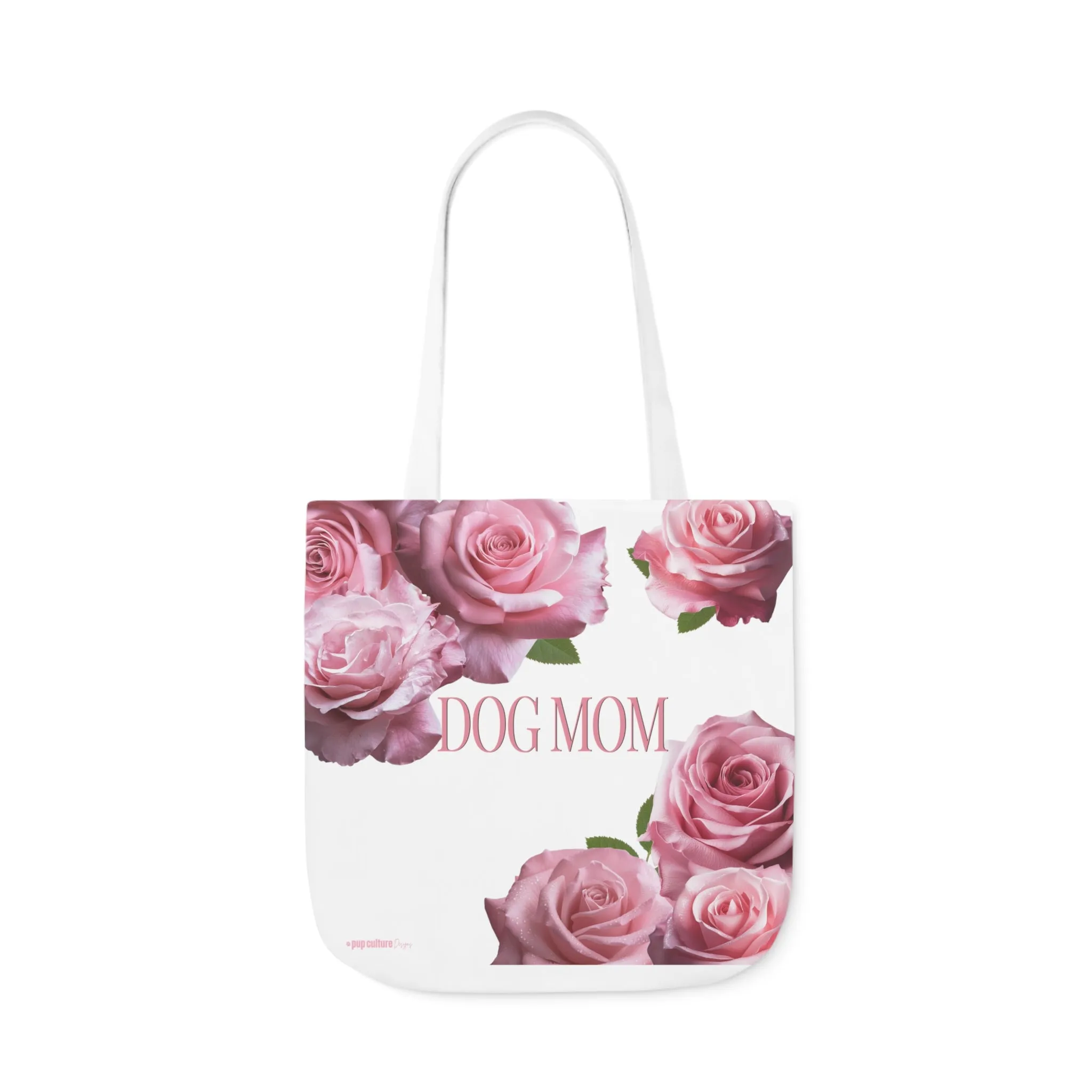 Elegant Dog Mom Pink Roses Tote Bag, Black or White