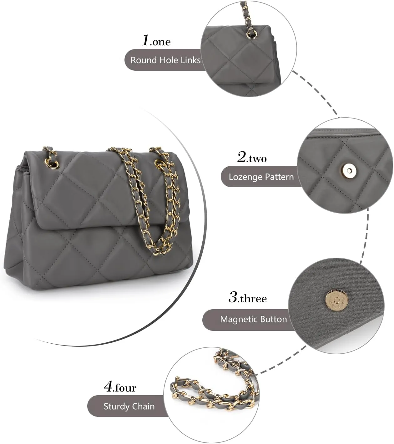 Gladdon Quilted Crossbody Purses for Women Small Ladies Shoulder Bags with Chain Trendy Clutch Purse Cute Designer Bag