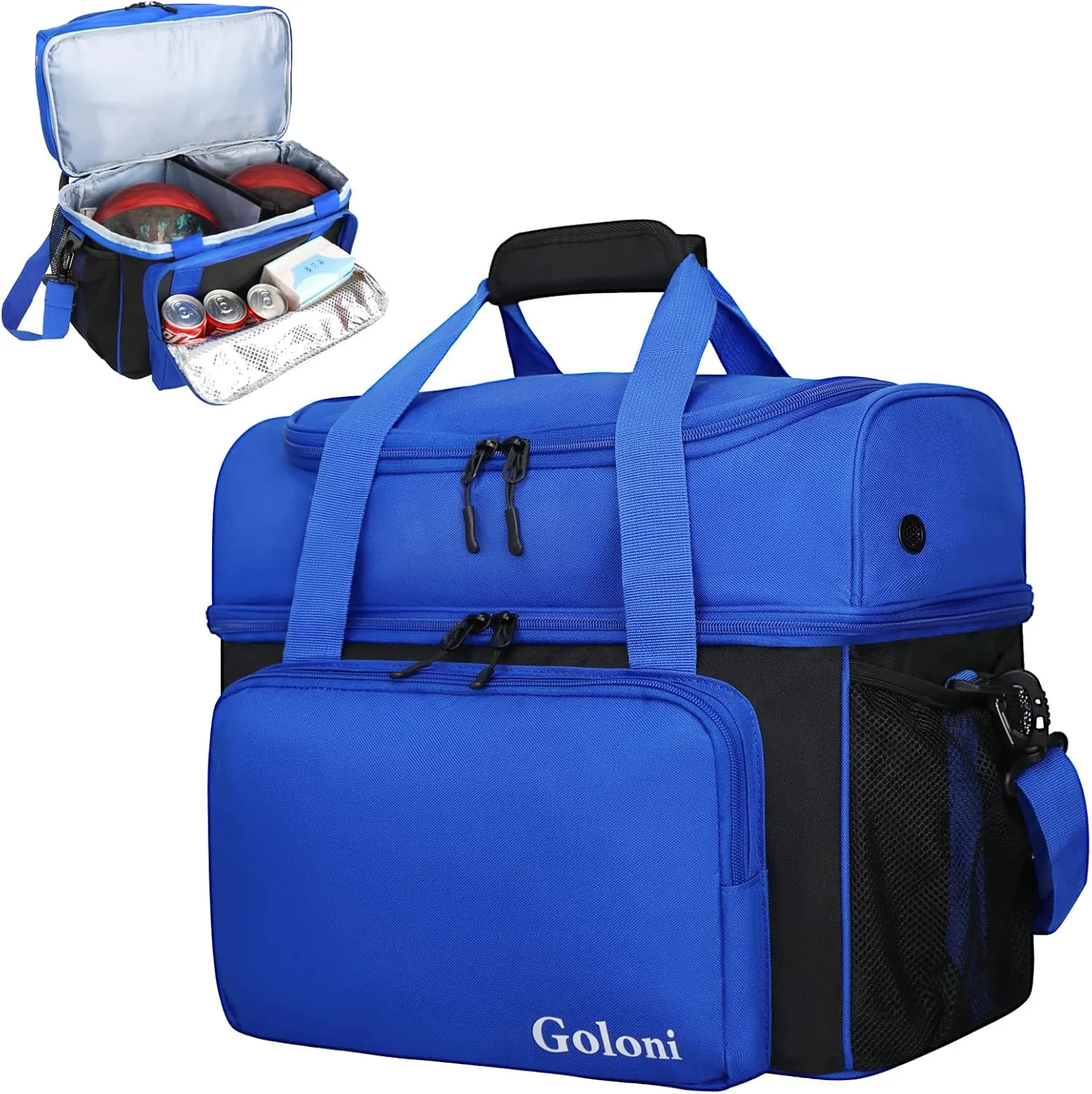 Goloni Bowling Ball Bag 2 Ball, Two Ball Bowling Bag with Padded Ball Holder