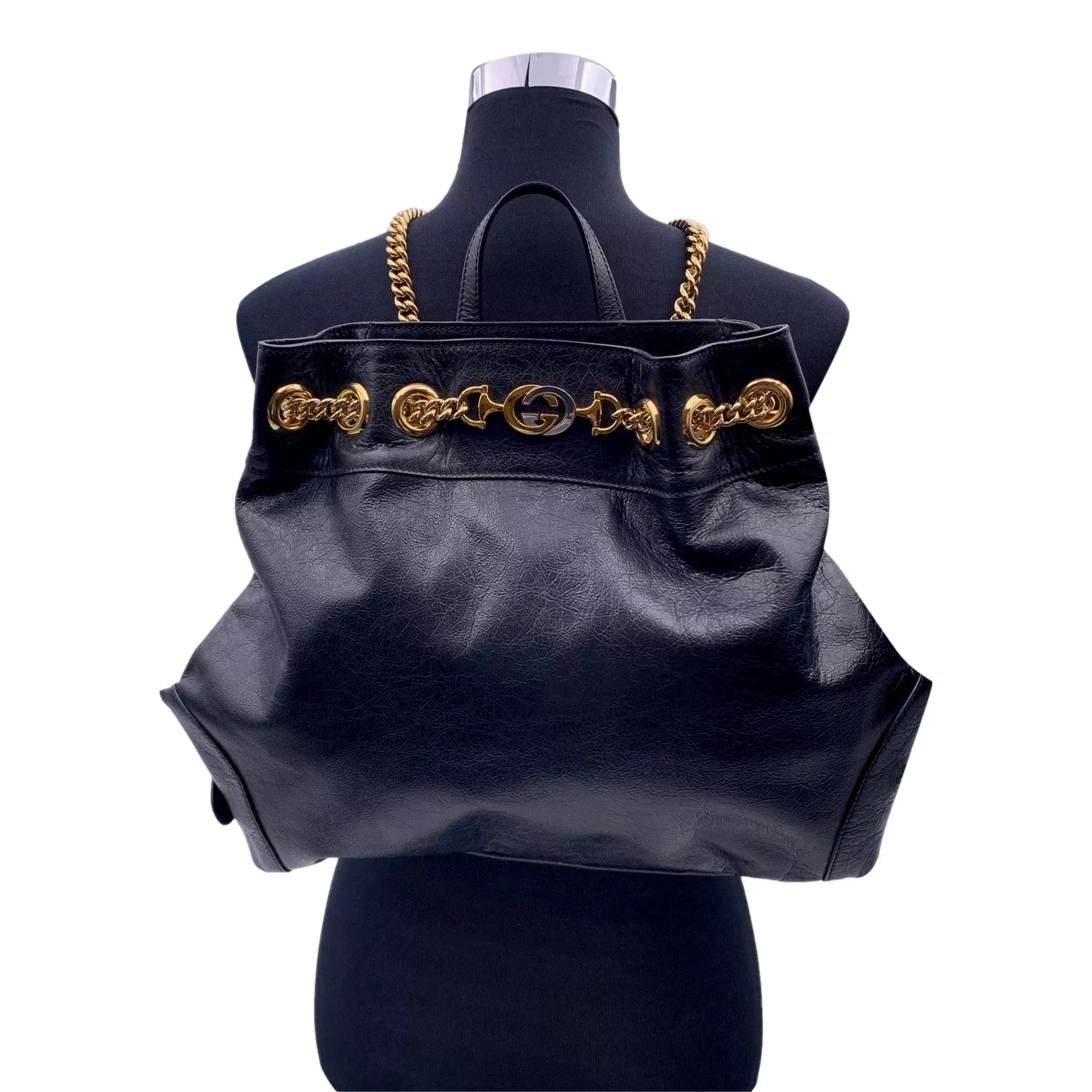 Gucci Black Leather Zumi Backpack Shoulder Backpack