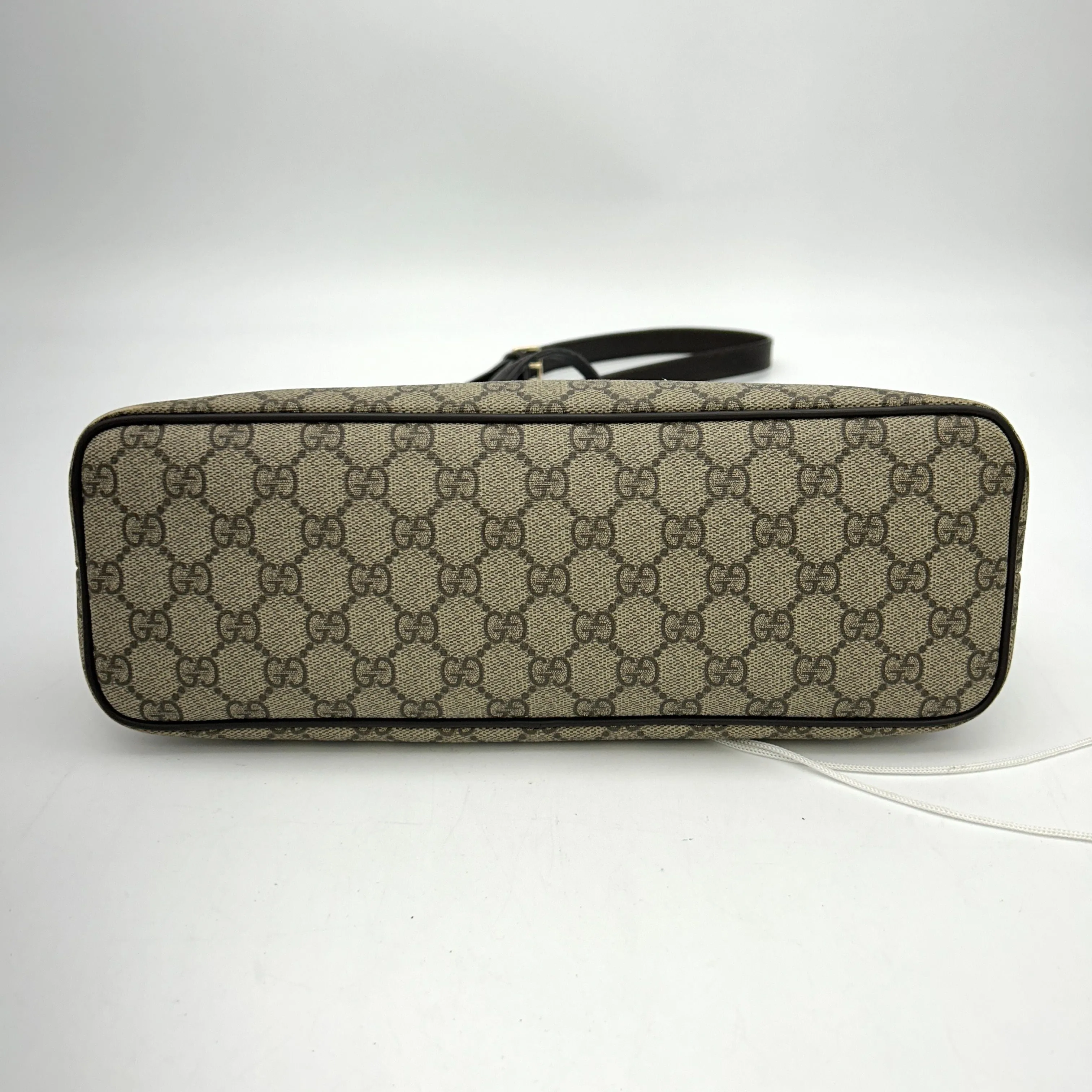 GUCCI GG Supreme Monogram Medium Zippered Tote Dark Brown LA12293