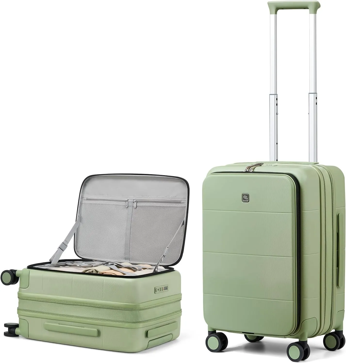 Hanke 20 Inch Expandable Carry on Luggage Hard Shell Suitcases with Wheels Top Opening TSA Luggage Rolling Suitcase for Travel Luggage Carry On Bag(Bamboo Green)