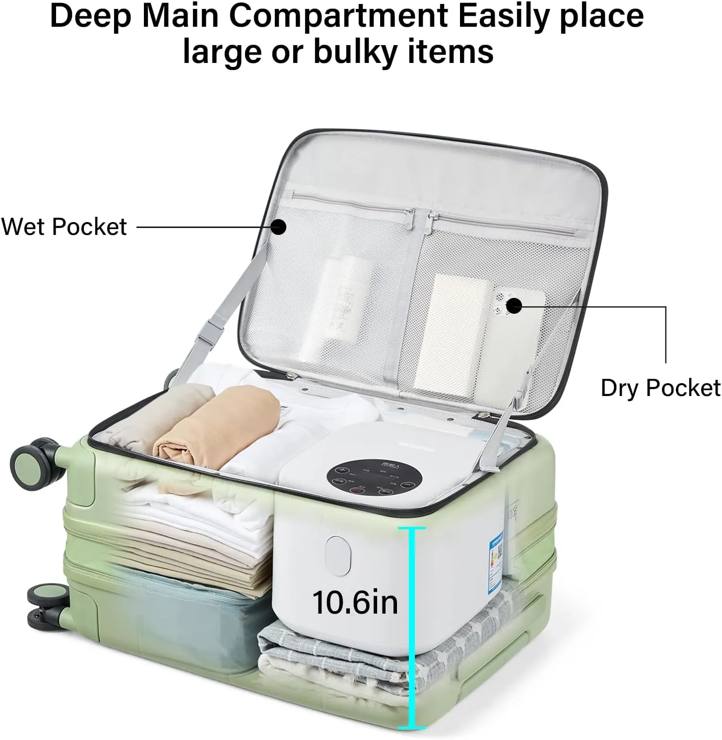Hanke 20 Inch Expandable Carry on Luggage Hard Shell Suitcases with Wheels Top Opening TSA Luggage Rolling Suitcase for Travel Luggage Carry On Bag(Bamboo Green)